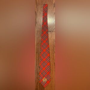 Polo Ralph Lauren Red Bias Plaid Neck Tie Vintage Embroidered Logo Cotton USA